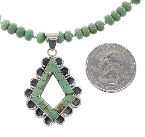 Southwestern Turquoise And Genuine Sterling Silver Necklace Set AX96115